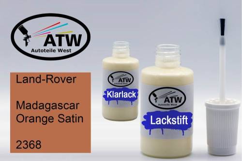 Land-Rover, Madagascar Orange Satin, 2368: 20ml Lackstift + 20ml Klarlack - Set, von ATW Autoteile West.